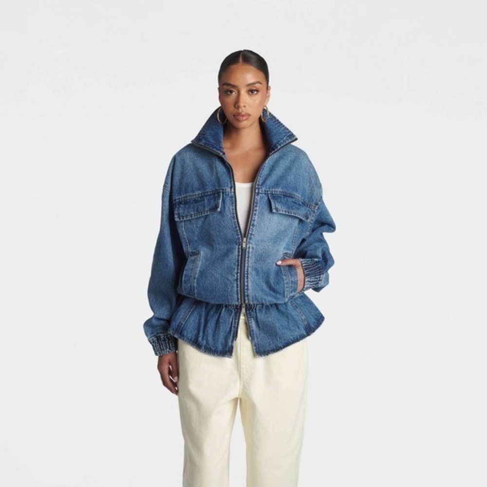 KBB by KAHLANA x Target XL Extra Large The Peplum Denim Jacket Dark Wash Jean
